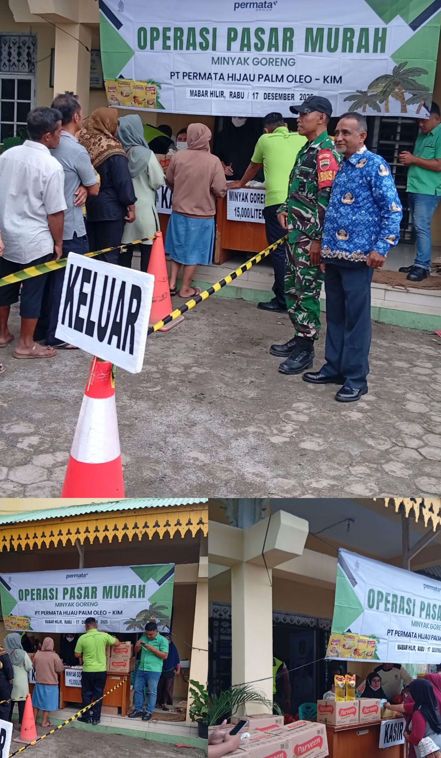 #PT.Permata Hijau Palm Oleo Gelar Operasi Pasar Murah Di Kelurahan Mabar Hilir.  Mabar Hilir/McN  Pada hari Rabu tanggal 17 Desember 2025 bertempat di halaman kantor lurah Mabar hilir jalan Suasa raya lingkungan V,terlihat antusias masyarakat membeli bahan pokok minyak goreng dengan harga murah.  Perwakilan Kordinator lapangan dari pihak perusahaan PT.Permata hijau palm oleo cabang kawasan industri Medan(KIM)bapak cahaya Sembiring yang didampingi oleh staf abanda Syarbaini Siregar  saat di temui awak media mengatakan,kalau operasi pasar murah ini di adakan menyambut hari natal 2025 dan tahun Baru 2026,bang",dengan harga perliter Rp.15.000,untuk penyaluran pasar murah ini kita sediakan untuk hari ini sebanyak 3 ton,dan harapan kami dari PT permata Hijau Palm Oleo agar bisa membantu masyarakat kelurahan Mabar hilir dengan harga yang sangat murah dari pasaran ,ungkapnya  Seorang warga bernama ibu widari, menyampaikan rasa bersyukur nya atas kehadiran pasar murah yang di adakan oleh PT permata Hijau Palm Oleo,bang",karena yang selama ini kita lihat di warung warung bahan pokok sangat mahal dan tidak terjangkau bagi masyarakat kalangan kecil,jadi dengan hadir nya pasar murah ini sungguh sangat membantu sekali.  Lurah Mabar hilir bapak Bayu ismoyo SE,saat di konfirmasi awak media membenarkan adanya kegiatan pasar murah yang di adakan oleh pihak PT permata Hijau Palm Oleo di kelurahan Mabar hilir ini.  Dalam kegiatan operasi pasar murah tersebut turut hadir Bhabinsa Koramil 11/MD Serka Darmansyah.  Red/Abdi.A.SH