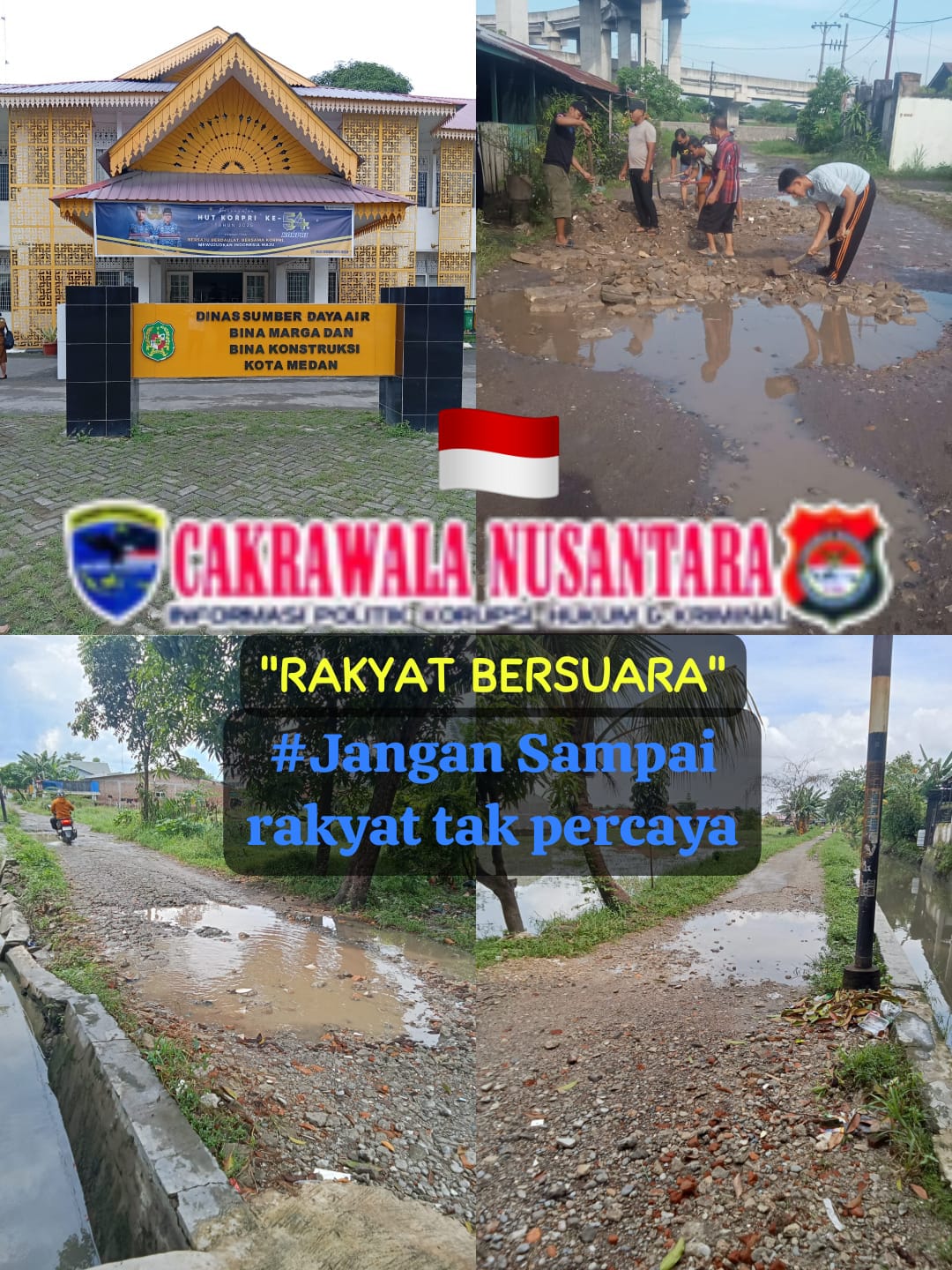 #Pemerintah Kota Medan Terkesan Tutup Mata,Terkait Infrastruktur  Di Mabar Hilir  Yang Kian Lama Rusak Parah Tak Kunjung Di Perbaiki Hingga  Tahun 2026.  Mabar Hilir/McN  Masyarakat bersuara dan bertanya  terkait infrastruktur yang tidak kunjung ada tindakan perbaikan oleh pemerintah kota Medan,salah satu tokoh masyarakat Adiyanto(Abeh)menilai tidak ada rasa kepedulian pemerintah kota Medan terhadap kondisi infrastruktur yang kian lama rusak parah,namun hingga detik ini belum juga ada tanda tanda kepedulian serta pelaksanaan perbaikan dari dinas SDABMDK kota Medan,bang",melihat kondisi jalan suasa Tenga lingkungan V kelurahan Mabar Hilir ini,sudah tidak memungkinkan lagi untuk dilintasi masyarakat,karena ketika hujan jalan tersebut digenangi air sehingga lubang yang berada di jalan tersebut tidak kelihatan,sungguh ini sangat membahayakan peguna jalan yang melintas,"  Hal serupa juga di sampaikan oleh bapak Mislan warga lingkungan lV Mabar Hilir,terkait kondisi jalan benteng Lingkungan lV beserta dinding tanggul yang sudah jebol akibat di terjang banjir,hingga kini pemerintah kota Medan juga terkesan tidak peduli ,bang",yang mana sudah kita berulang kali ajukan perbaikan melalui pemerintah disini,namun hingga saat ini belum juga terlelasisasi dari dinas SDABMDK kota Medan,padahal jalan benteng dan tanggul tersebut berada di depan kantor pemerintah kelurahan Mabar Hilir,"  Kordinator LSM Penjara PAC Medan Deli abangnda abdi Andana SH,turut menyikapi yang menjadi keluh kesah masyarakat atas kondisi infrastruktur yang rusak parah,yang belum juga di perbaiki oleh pemerintah kota Medan,"beliau mengatakan jika permasalahan infrastruktur tersebut sudah bertahun bertahun pihak LSM penjara PAC Medan Deli menyampaikan hal tersebut kepada dinas SDABMDK kota Medan,namun sama sama kita lihat hingga saat ini,belum juga ada perbaikan infrastruktur tersebut ,bang",kami dari LSM penjara PAC Medan Deli menilai apakah anggran pemerintah kota Medan sudah tidak mampu lagi untuk mengatasi hal tersebut,"sehingga sekian lama jalan jalan tersebut tidak tersentuh oleh pemerintah kota Medan,apa pemerintah kota Medan tidak malu dengan aksi masyarakat yang menimbun dengan biaya pribadi,"  Editor:Abdi.A.SH.McN