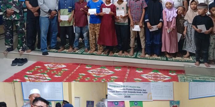 LSM Penjara PAC Medan Deli Hadiri Safari Ramadhan PT.Musim Mas Berbuka Puasa Bersama Dan Santunan Anak Yatim Di Kelurahan Mabar Hilir.  Mabar Hilir McN.  Pada hari Rabu tanggal 04 Maret 2026 bertempat di aula kantor lurah Mabar hilir jalan suasa raya lingkungan V kelurahan Mabar hilir kecamatan Medan Deli kota Medan,acara safari Ramadhan dan berbuka puasa di sertai santunan anak yatim piatu  PT musim mas berjalan dengan sukses dan lancar.  Adapun kegiatan safari Ramadhan 1447H tahun 2026 yang di laksanakan oleh perusahan PT musim mas kawasan industri Medan 2 ini di hadiri kurang lebih 100 jiwa anak yatim piatu dari berbagai lingkungan yang ada di kelurahan Mabar hilir kecamatan Medan Deli,serta di isi oleh penceramah keagamaan.  Pihak humas perwakilan dari PT musim mas bapak Alex juga memberikan kata sambutan dalam acara tersebut ,dengan memberikan semangat kepada anak yatim,dan terus rajin giat belajar agar kedepan nya menjadi anak yang sukses,bang",bapak Alex juga memberikan motivasi dukungan kepada anak yatim,bahwa  PT musim mas terus memberikan beasiswa untuk anak yang berprestasi untuk menempuh dunia pendidikan hingga sukses,"  Ketua PAC LSM penjara Medan Deli abdurahim Lubis turut memberikan kata sambutan serta memberikan ucapan terima kasih kepada PT musim mas yang sudah memberikan rasa peduli nya terhadap anak yatim di kelurahan Mabar Hilir,semoga PT musim mas jaya selalu  Disamping itu juga turut hadir Babinsa, bhabinkamtibmas,Bhabinter,LSM penjara,media masa.  Editor :ABDI.A.SH