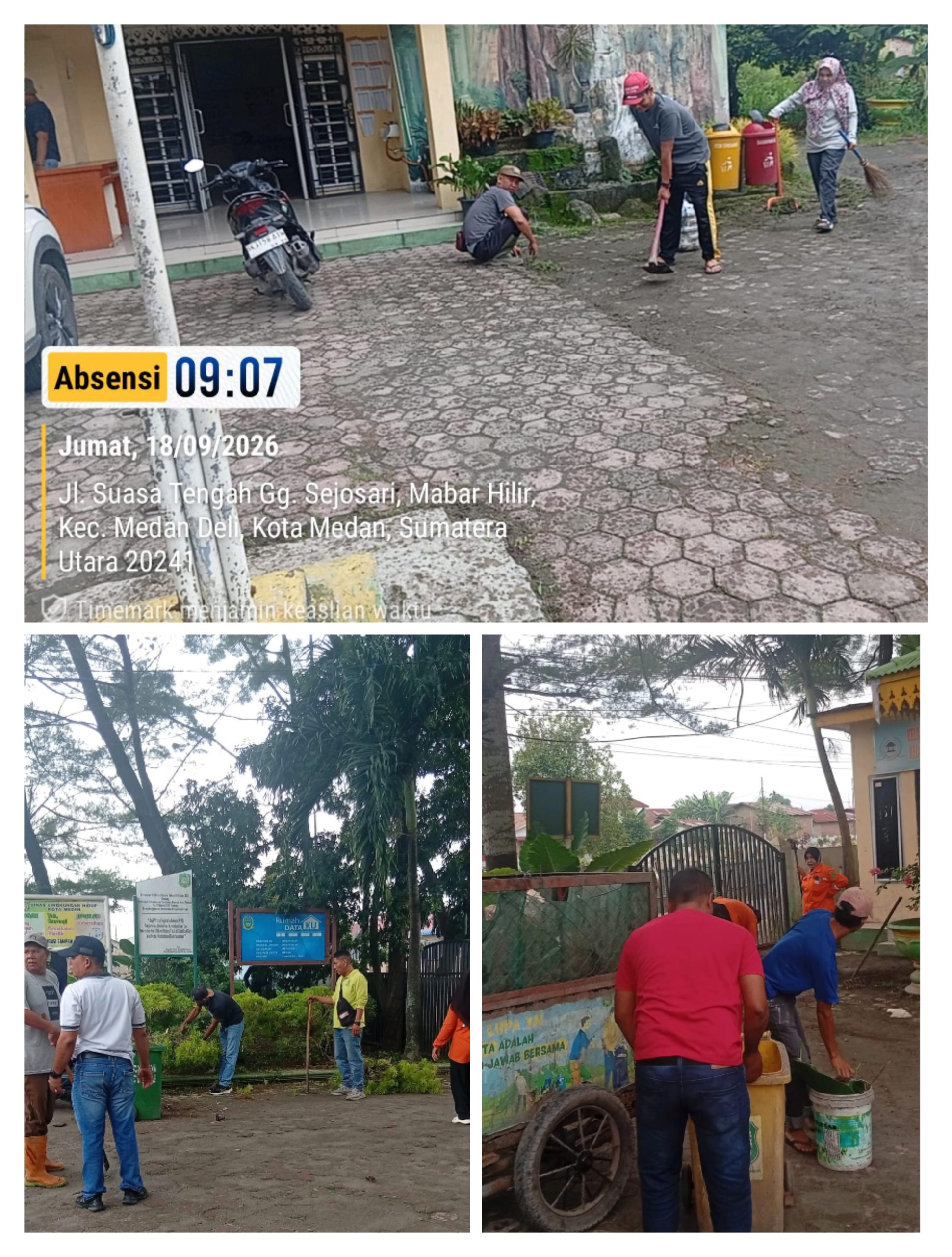 Aparatur kelurahan Mabar Hilir gelar Gotong Royong Bersihkan lingkungan kantor kelurahan. Mabar Hilir -McN
Semangat gotong royong kembali terlihat di kelurahan Mabar Hilir kecamatan Medan Deli kota Medan pada hari Jumat tanggal 18 September 2026,Seluruh staf kelurahan Mabar Hilir dan kepala lingkungan serta petugas kebersihan menggelar kegiatan kerja bakti massal di area kantor lurah mabar hilir. Kegiatan ini dimulai pukul 08:00 WIB ini menyasar pembersihan halaman kantor,selokan,pemangkasan rumput liar didepan kantor lurah mabar hilir,bapak lurah mabar hilir Bardansyah SH, memimpin langsung kegiatan tersebut. "Gotong royong ini bukan hanya sekedar membersihkan lingkungan kantor,tapi juga untuk memupuk kebersamaan dan rasa memiliki terhadap kantor kelurahan sebagai rumah pelayanan warga, lingkungan yang bersih akan membuat pelayanan menjadi lebih nyaman"Ujar lurah Bardansyah SH,disela sela kegiatan. Red#Abdi Andana SH.